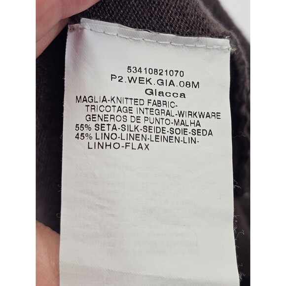 LM Women's L Weekend Max Mara Brown Silk Linen Sheer Oversize Cardigan Sweater - Picture 6 of 7